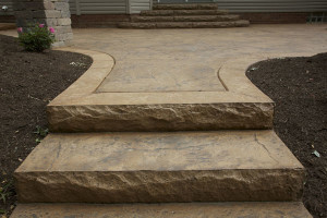 Colored stamped concrete steps