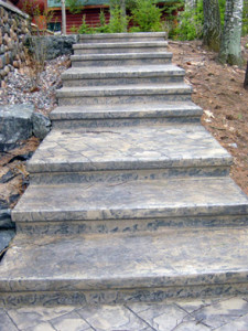 Stamped Steps resembling slate stone