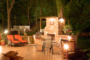 deck with fireplace